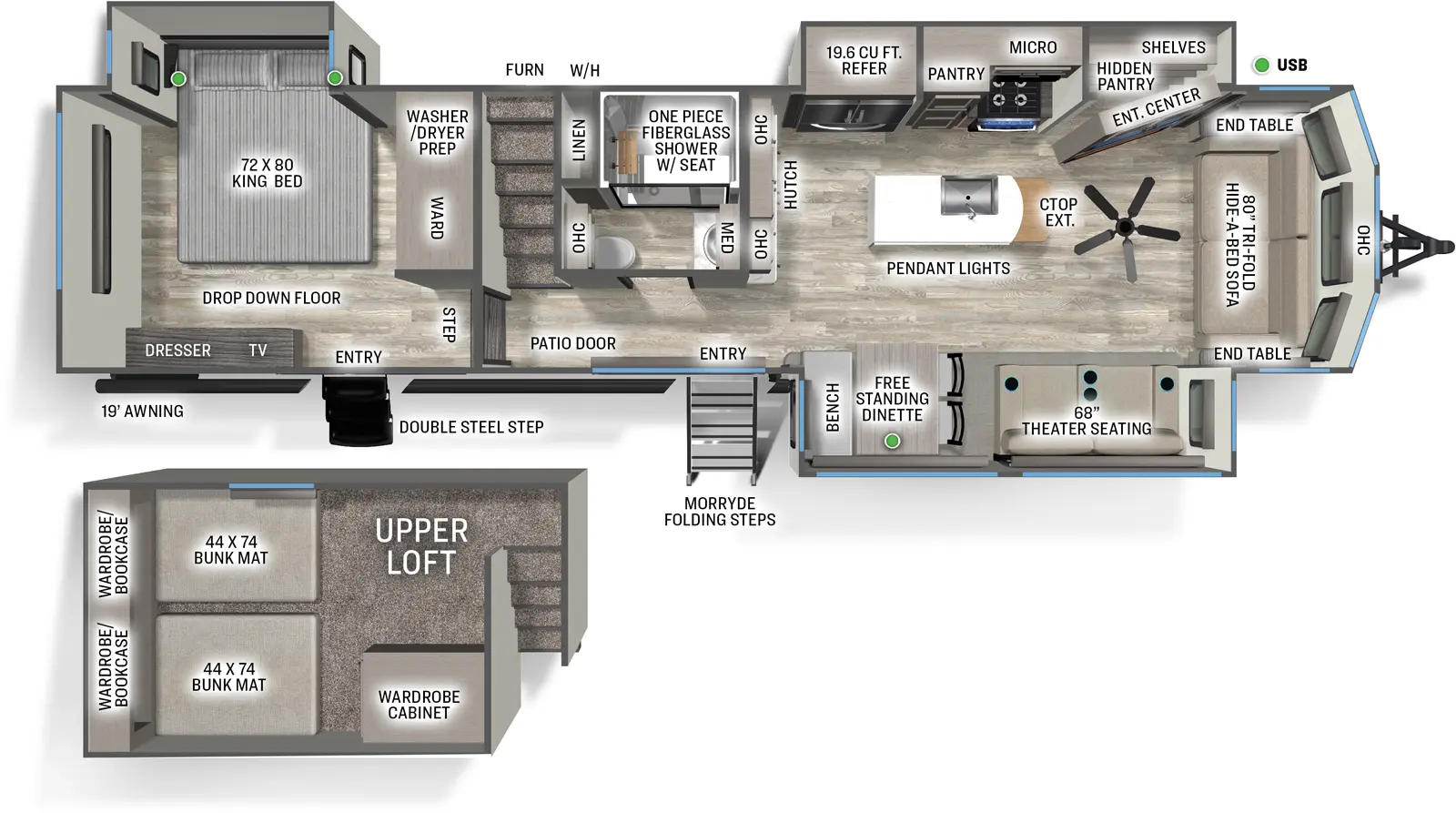 Sandpiper Destination 399LOFT Floorplan